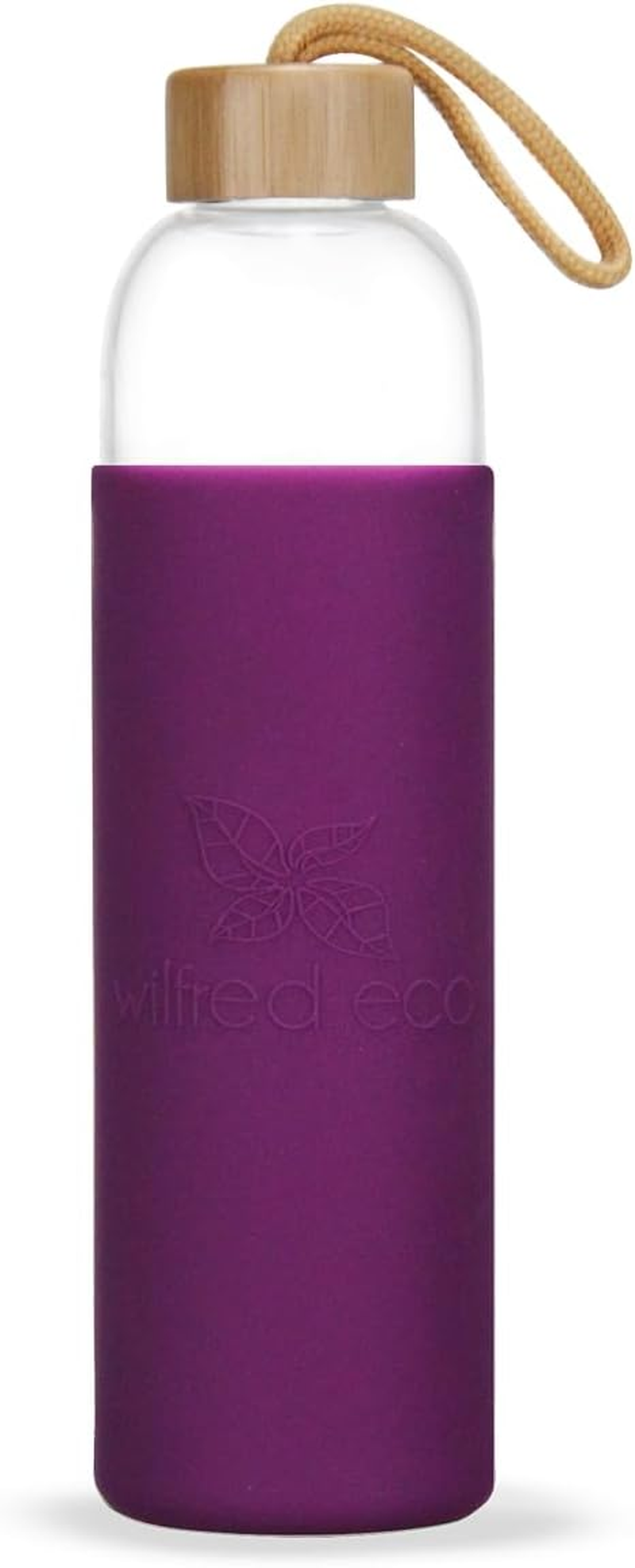 Wilfred Eco 650Ml Portable Glass Water Bottle with Protective Silicone Sleeve | Leakproof | BPA Free | Dishwasher Safe | Reusable | Slimline for Convenience (Bold Grey)