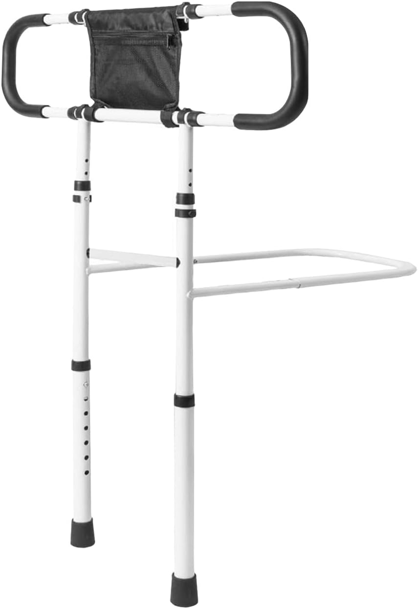 Bed Rails for Elderly Adults Safety Assistance, Bed Guardrails for Elderly Stand Adjustable Width and Height, Foldable Bedside Support Rail Bed with Pocket and Grab Bar image number 5