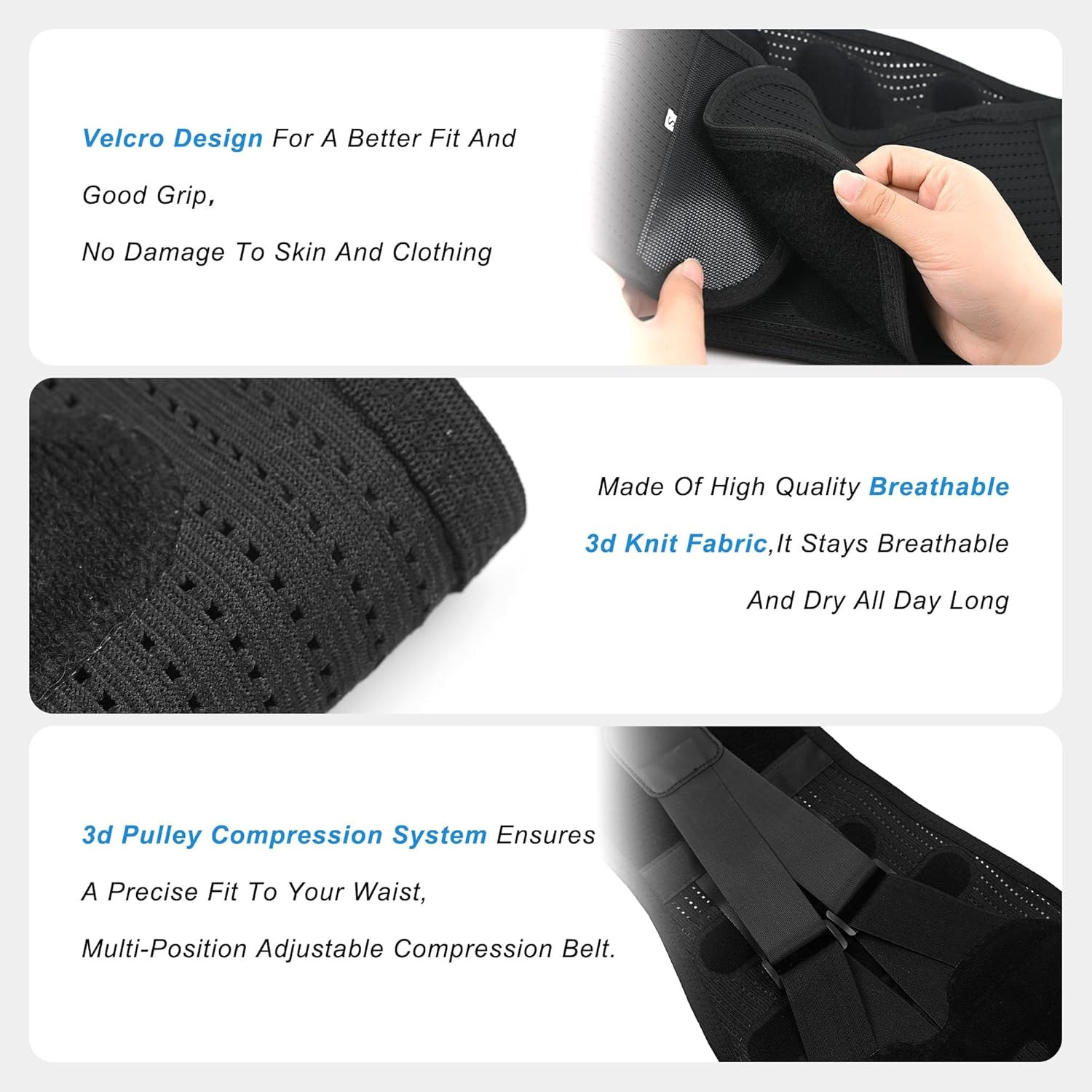 Back Brace for Lower Back Pain Relief for Man/Women Adjustable Lumbar Support Belt Breathable Mesh for Herniated Disc,Sciatica,Scoliosis with Removable 3D Pad Home Work Sports (L)