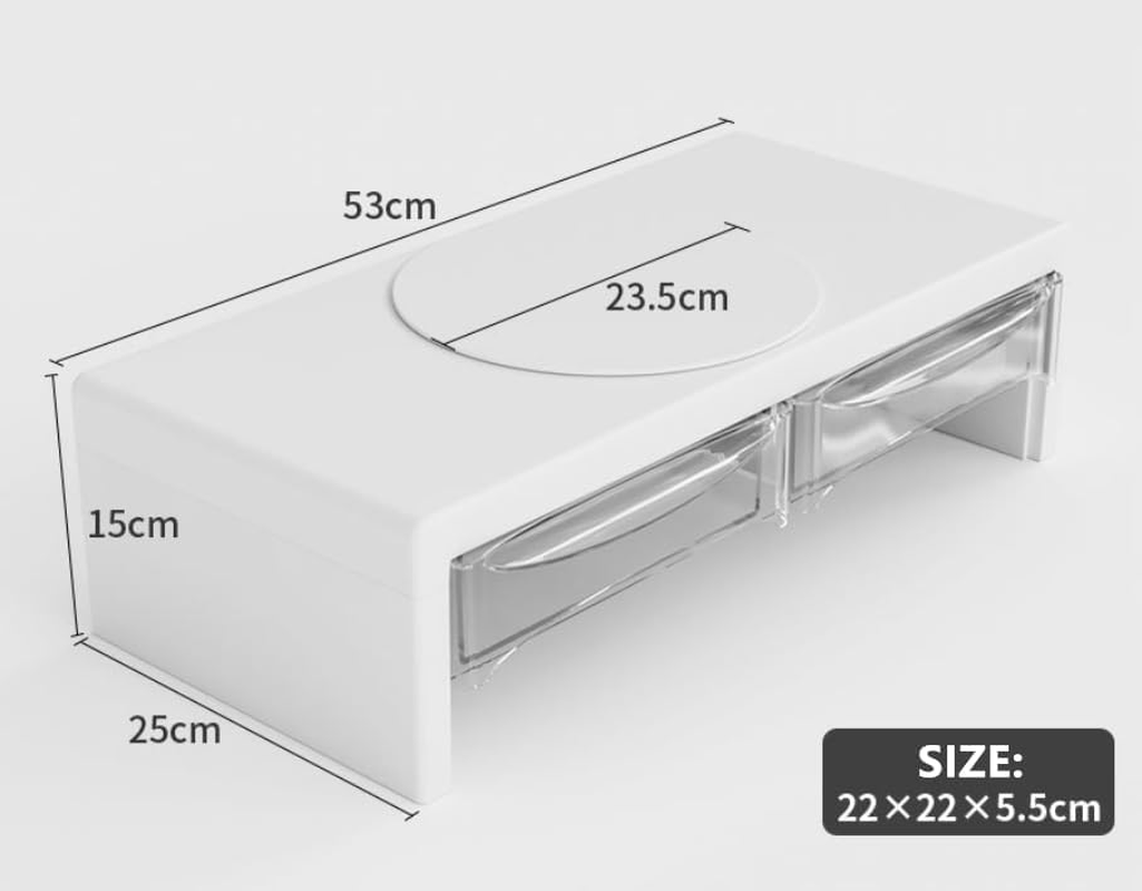 XICEN White Monitor Stand Riser with Drawer, Desktop Organizer, Laptop Stand with Storage, Stand for Computer, Laptop, Printer, Notebook, Imac (15Cm) image number 5