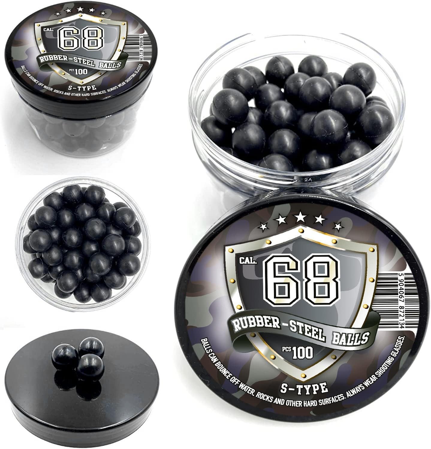 SSR 100 X S - Style Premium Quality Hard Rubber Steel Balls Paintballs Powerballs 7 Gr. Heavy Ammo for Self and Home Defense Training Pistols in 68 Cal. image number 6