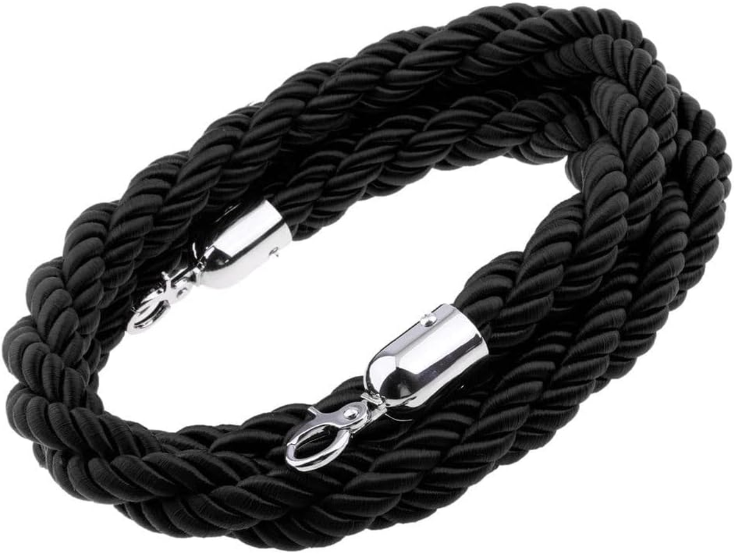 1.5M Stanchion Ropes for Control Post Rope Crowd Queue Line Barrier (Black Rope with Chrome End) image number 3