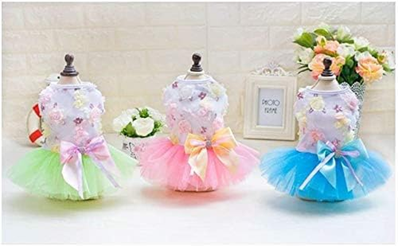 Rdc Pet Dog Dress Puppy Dog Princess Dresses,Tutu Flower and Sequin Dot Wedding Lace Dress Luxury Bow Dress for Small Dog Girl (L, Pink) image number 5