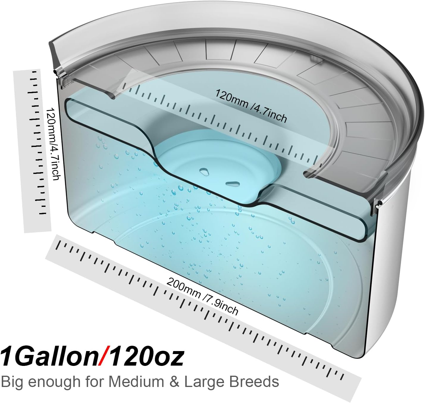 1Gallon Dog Water Bowl, 3.8L No Spill Water Bowl for Dogs, Stainless Steel Spill Proof Dog Bowl, No Splash Slow Drinking Bowl with No Slip Base for Slobber Stopper, Messy Drinkers[Anti Digging]