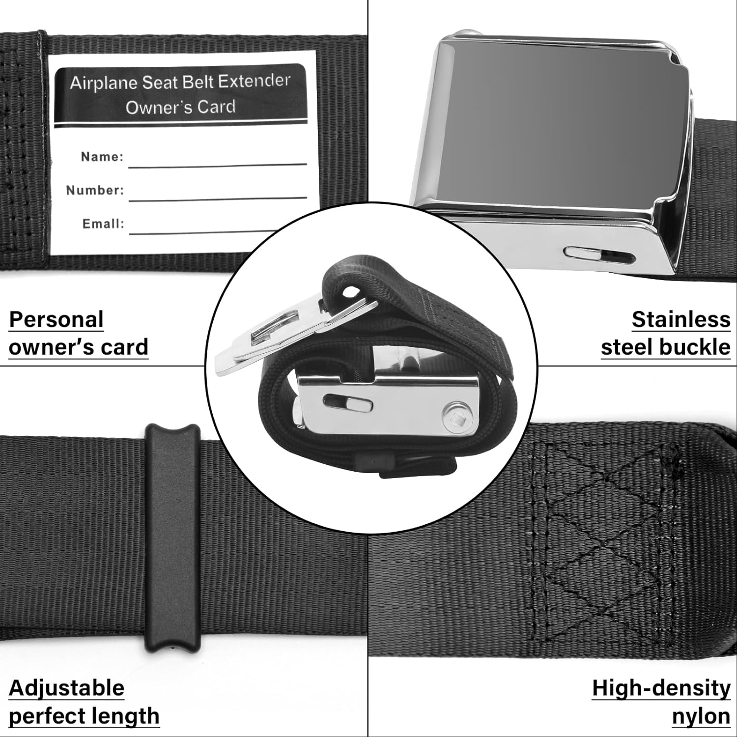 2 in 1 Airplane Seat Belt Extender, Coolrunner Adjustable 7-32" Airplane Seatbelt Extender - FITS ALL Airlines - Free Carrying Case image number 4