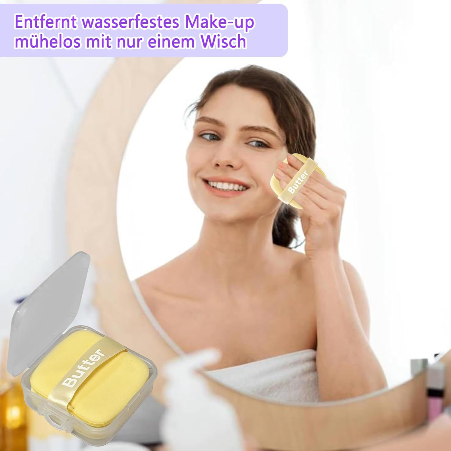 Pack of 6 Exfoliating Sponge, Face Cleansing Cotton Pads, Reusable Make-Up Pads, Washable, Sponges for Facial Cleansing (Yellow, Pink, Purple) (Multicoloured 2) image number 2