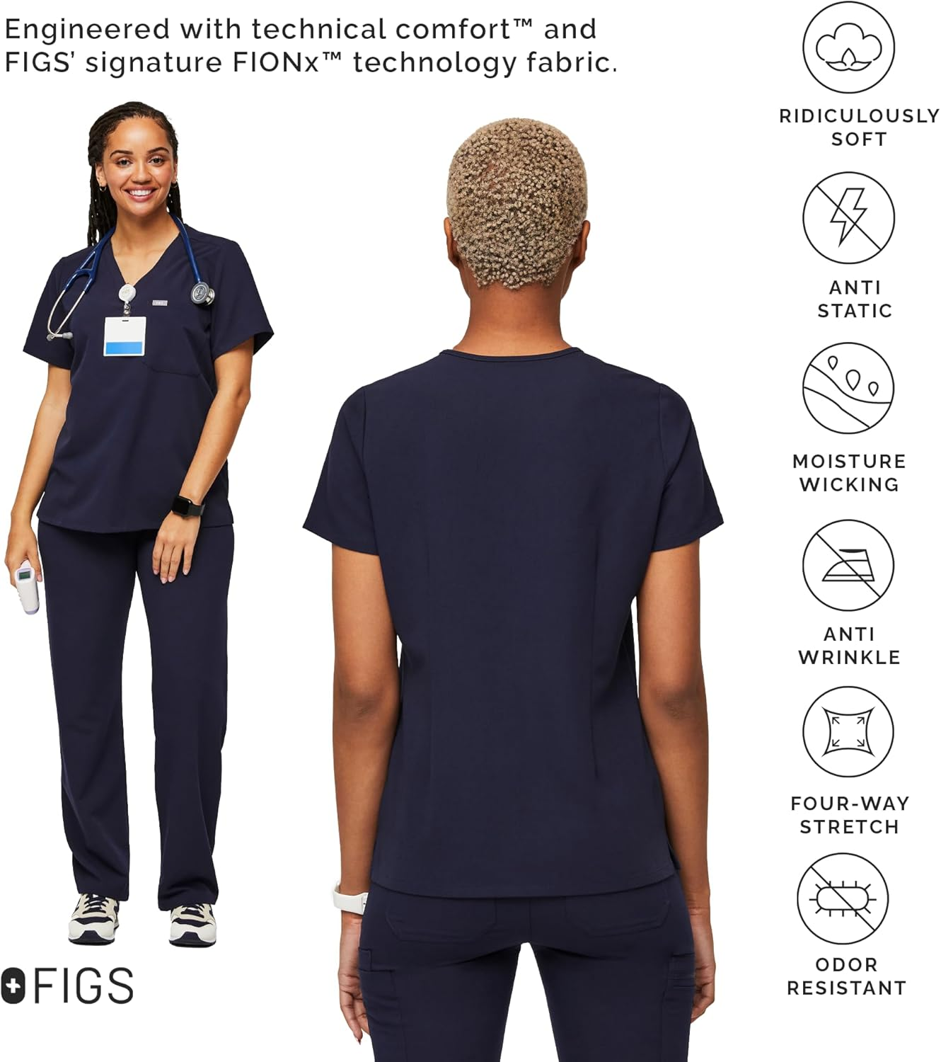 FIGS Catarina Scrub Tops for Women &mdash; Classic Fit, 1 Pocket, Four-Way Stretch, Anti-Wrinkle Women&rsquo;S Medical Scrub Top