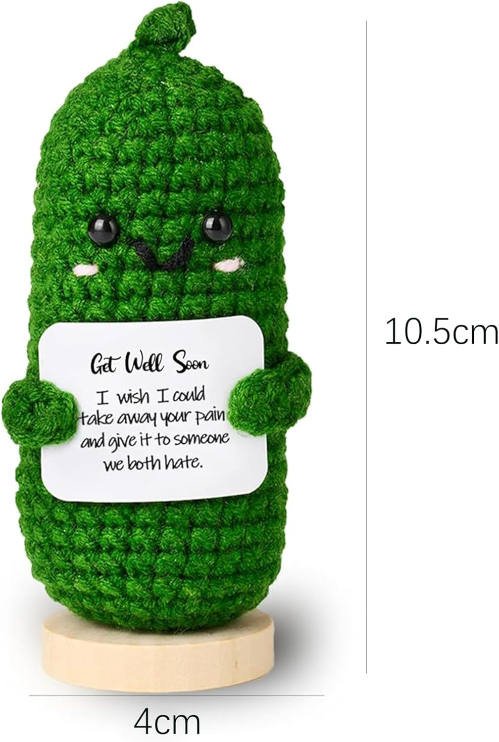 Get Well Soon Gift Set: Positive Message in a Bottle with Funny Knitted Cucumber & Card - Thoughtful Self-Care Gifts for Women & Men after Surgery or Cancer - Feel Better Gifts in Cozy Wool