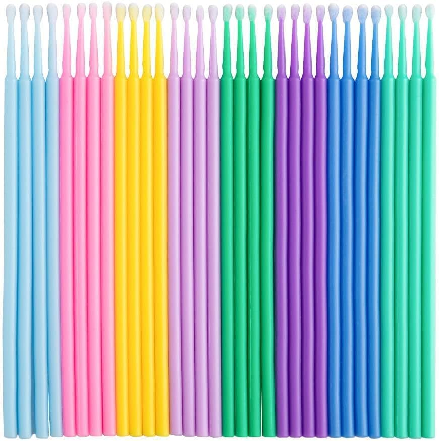 400Pcs Eyelash Micro Brush Lash Primer Applicator, for Eyelash Extension, Makeup, Reusable Micro Applicator Brush Micro Eyelash Swabs (Purple) image number 3