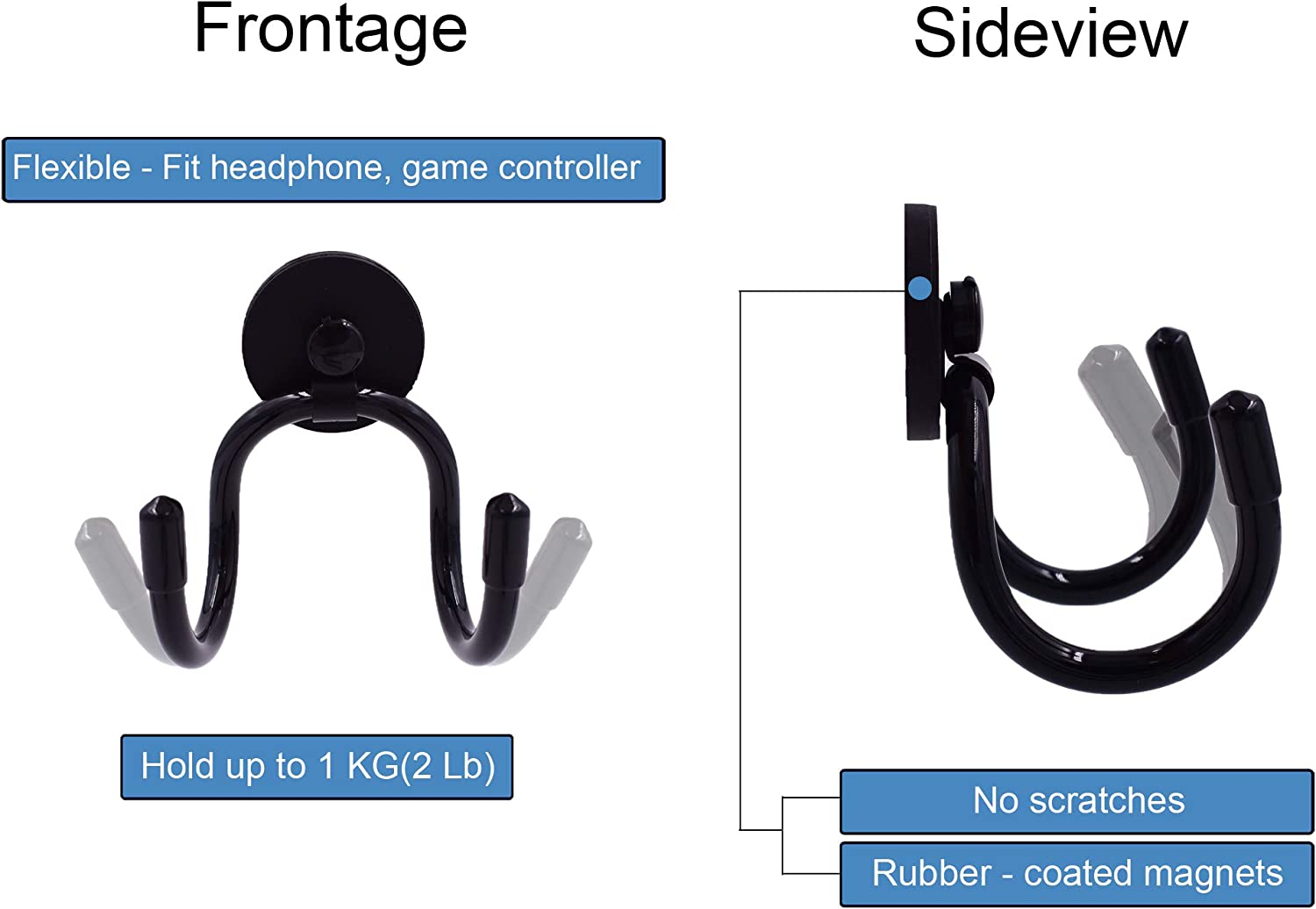 YYST Magnetic Headphone Holder up to 1 Kg(2 Lbs), Adjustable Holder for Computer/Gaming Headsets image number 2