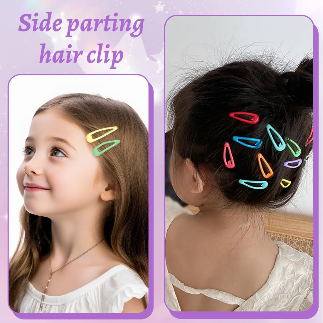 ROKZELT Pack of 100 Hair Clips Girls Children Hair Clips Girls Metal Star Hair Clips with Snap Closure Colours Cute Small Hair Clips Hollowed Star Hair Pin image number 1