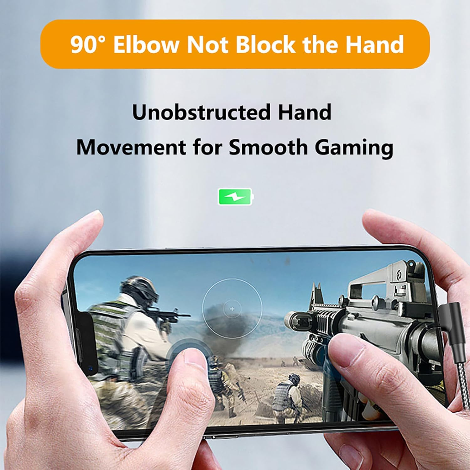 AMITOME Elbow USB a to USB C Cable Nylon Braided 60W 2M(2 Pack) USB Type C Fast Charging Cable for Iphone 16/16 Plus/16 Pro Max/15/15 Plus/15 Pro Max-Black image number 4