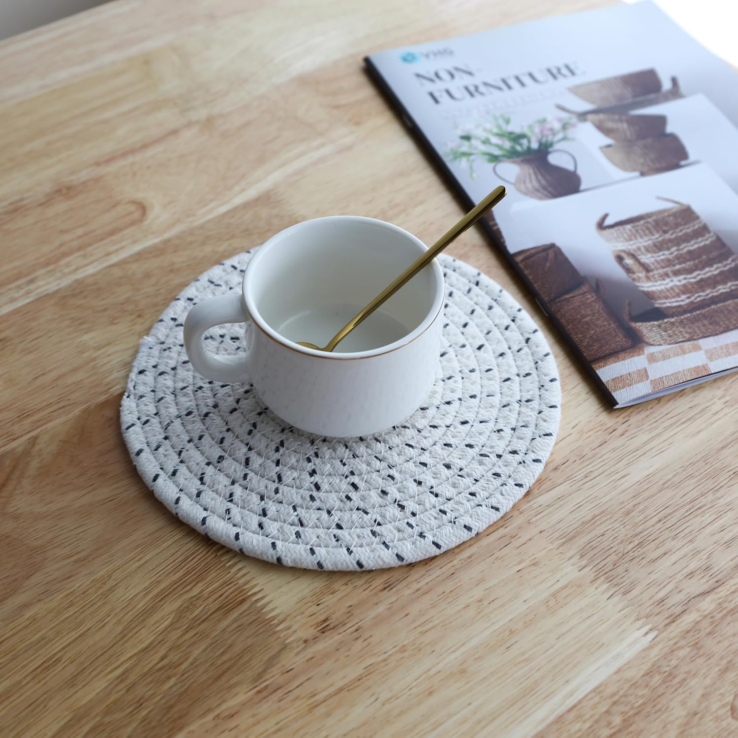 6Pcs Drink Coasters Set- Coasters for Coffee Tables, Bars, Apartments - Perfect for Mugs, Glasses, Cups, and Beer、 (Gold Hot Stamping)