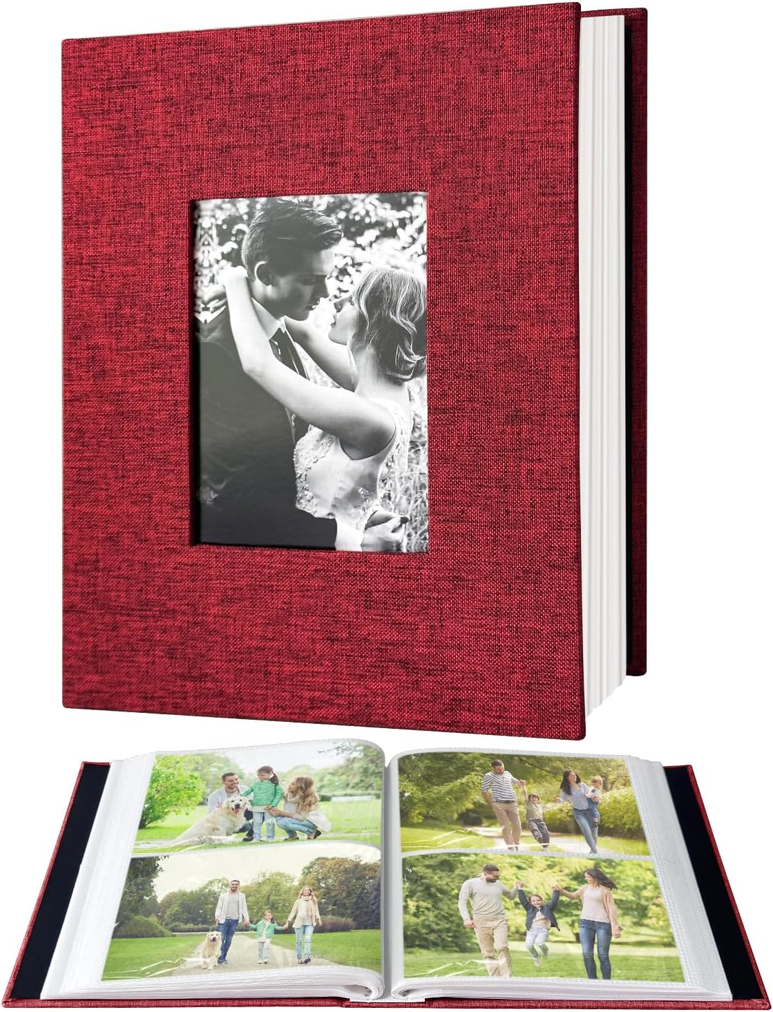 200-Pocket Photo Album 4X6 - Slip-In Picture Album with Linen Cover & Display Window, Vertical Photo Book for Wedding, Family, Baby, Anniversary & Vacation Memories (Holds 200 Photos) image number 2