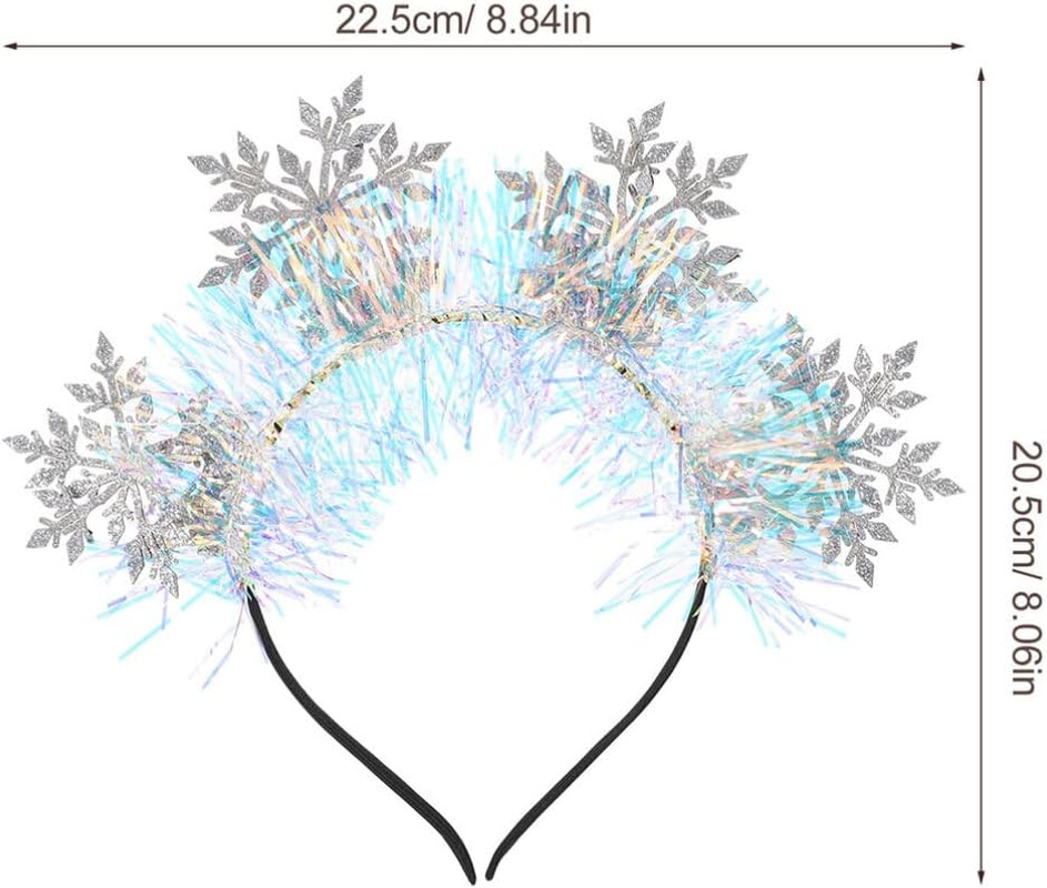 Healvian 3 Pieces Snowflake Headband Glitter Snowflake Headband Fascinator Hair Headdress Christmas Headbands for Women image number 3