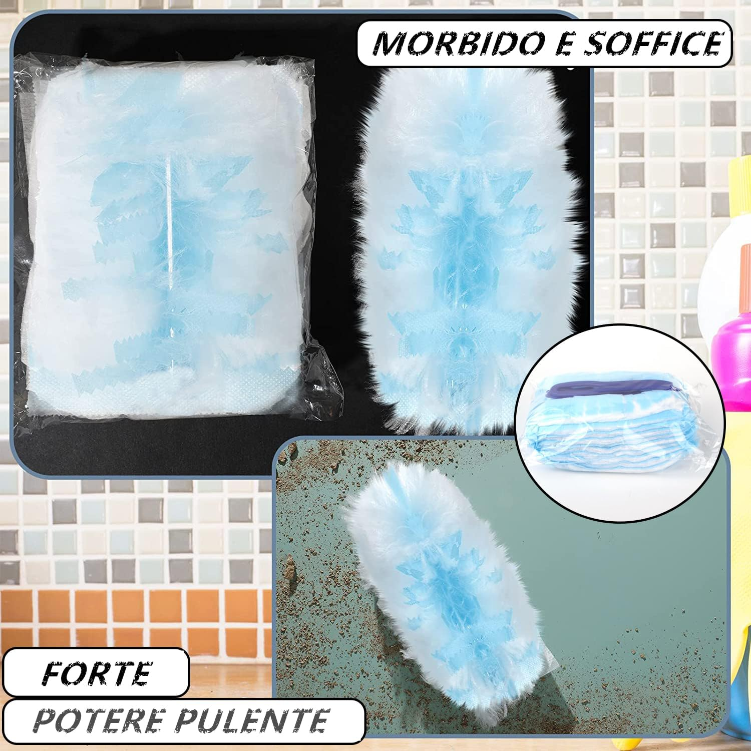 Norhogo 20PCS Disposable Electrostatic Duster Refills Cleaning Duster Refill for Curtains PC Keyboard Office Desk Dresser Car Dashboard (Blau) image number 6