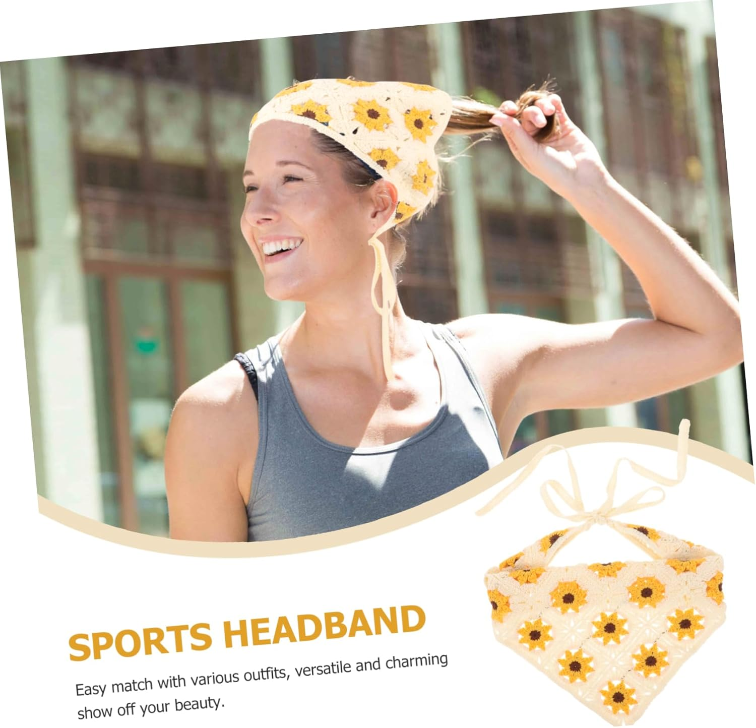 Yardenfun Flower Headscarf Knitted Headband for Women Hairbands Women Flower Head Scarf Cotton Headbands for Floral Crochet Bandana Floral Headbands Satin Lined Turbans for Strap - Green image number 2