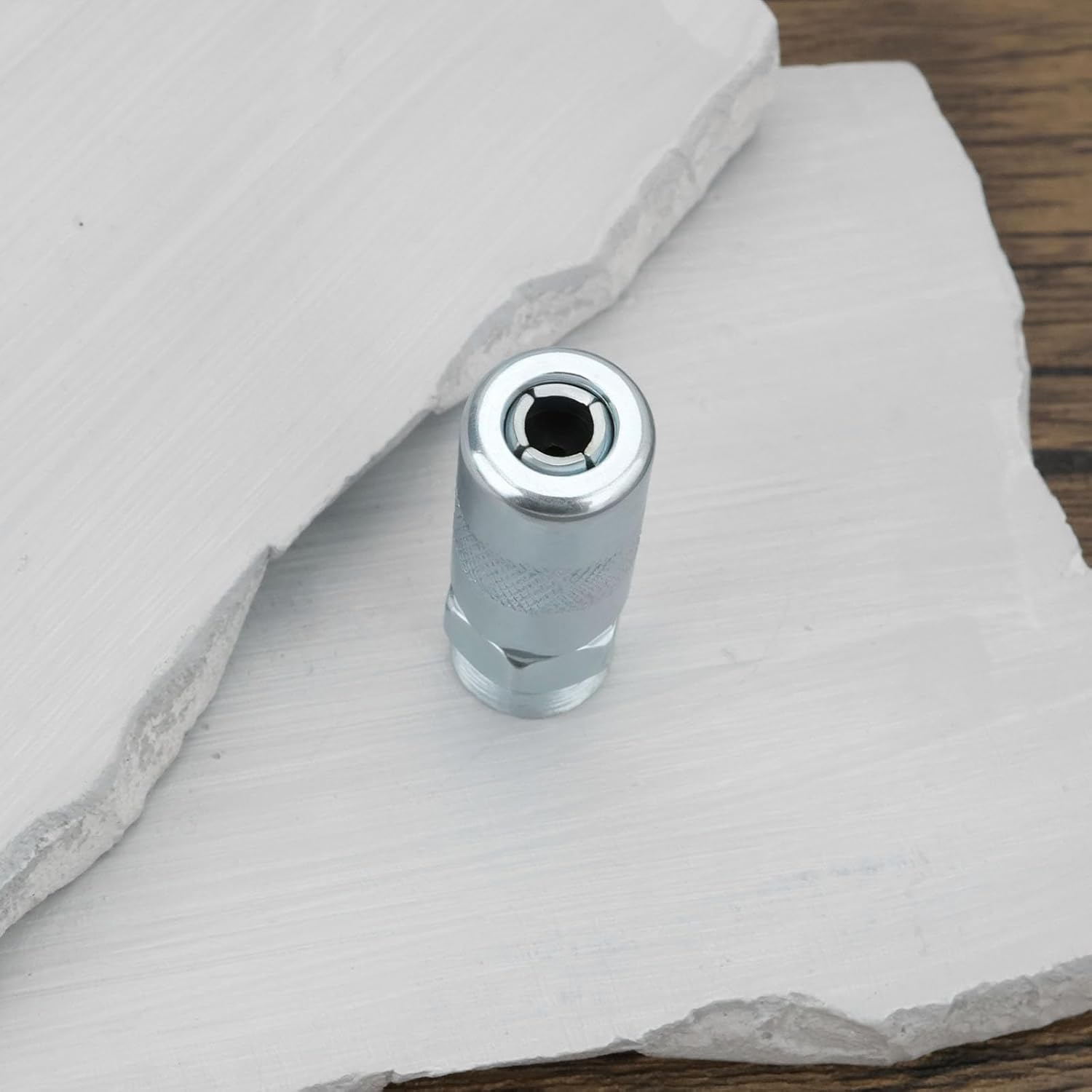 Ecsing 2PCS Grease Gun Couplers Compatible with Milwaukee 2446-20 2646-20 2646-21CT 2646-22CT 49-16-2649 Connection 1/8 Inch FNPT Internal Thread 1/8-27 Inch NPT Silver image number 1