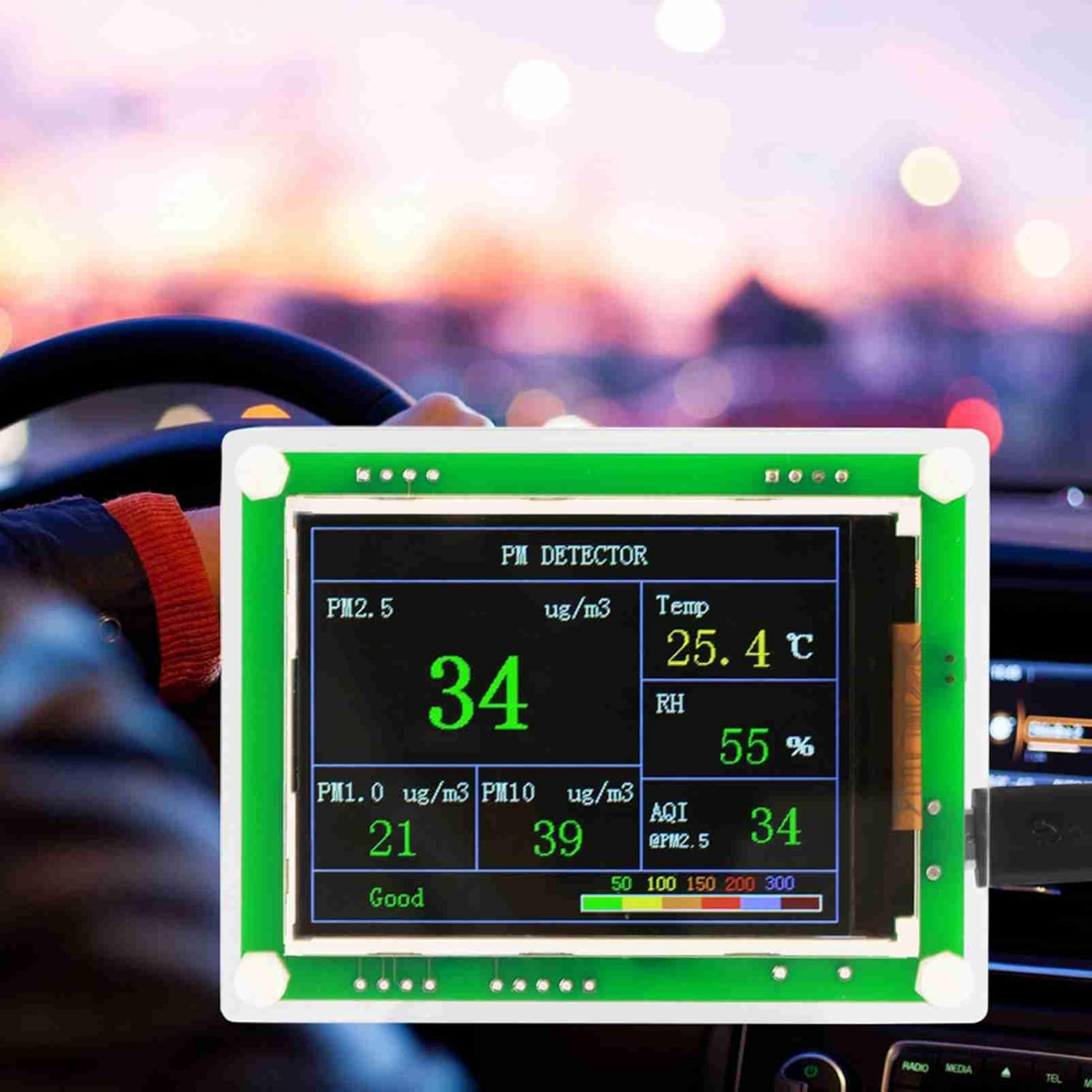 2.8'' Multifunctional Digital PM2.5 Air Quality Detector Monitor Home Office Car Outdoors image number 6