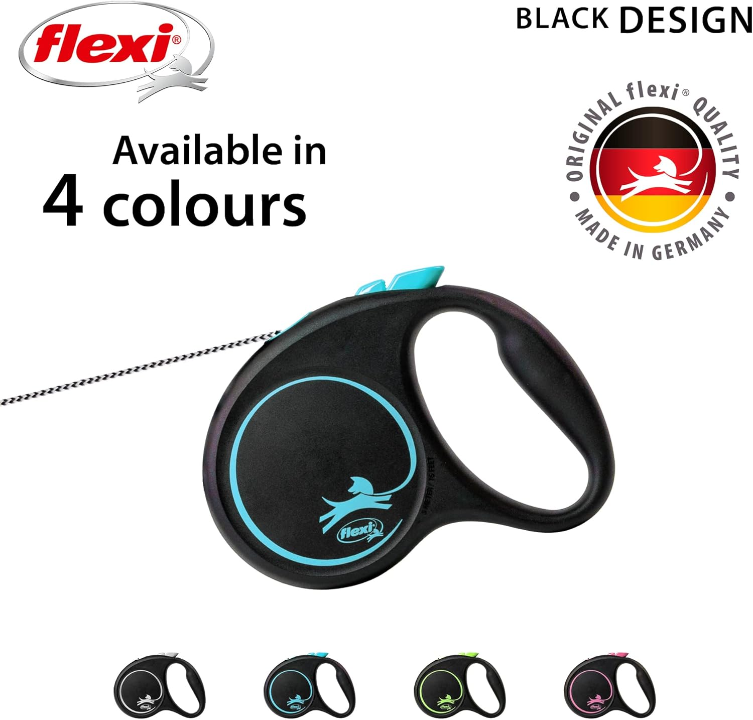 Flexi Black Design Cord Blue Small 5M Retractable Dog Leash/Lead for Dogs up to 12Kgs/26Lbs image number 2
