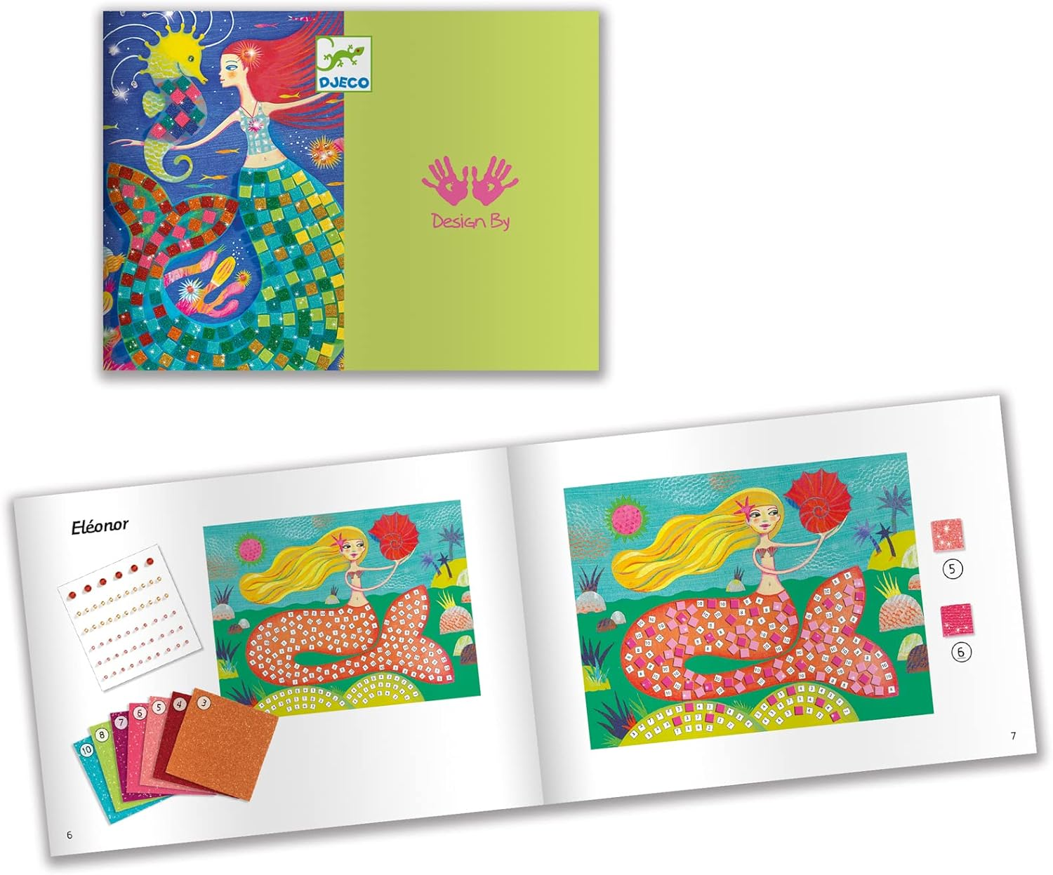 Djeco DJ09423 the Mermaid'S Song Mosaic Stickers Craft Kit