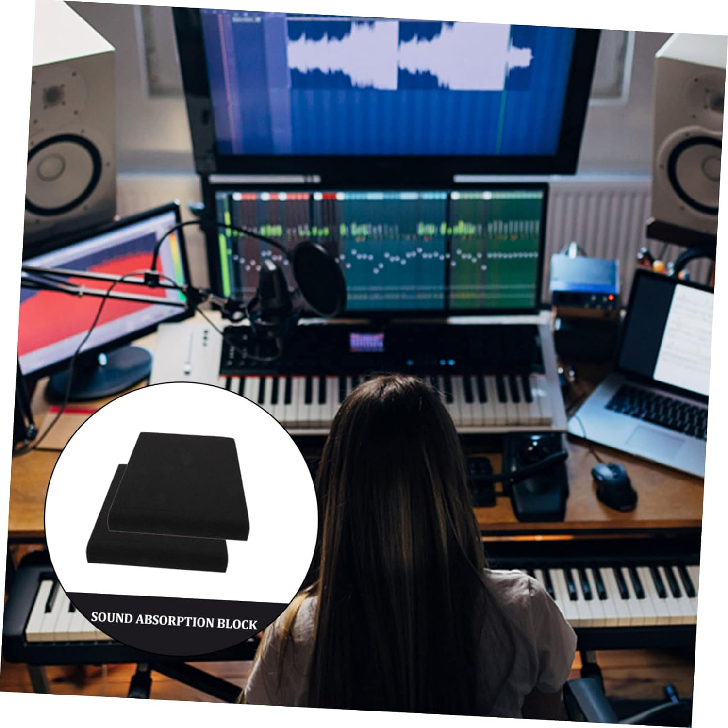 2Sets Slip Mat Speaker Isolation Pads Polyurethane Soundproof Mat for Voice Box Isolation Use as Monitor Pad image number 2