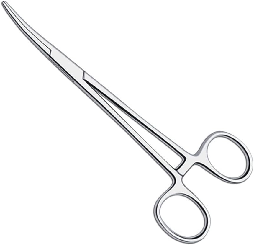 AIMALL 14Cm Pet Grooming Ear Hair Puller, Curved Locking Tweezer Hemostat Forceps, Stainless Steel Tool for Dogs and Cats