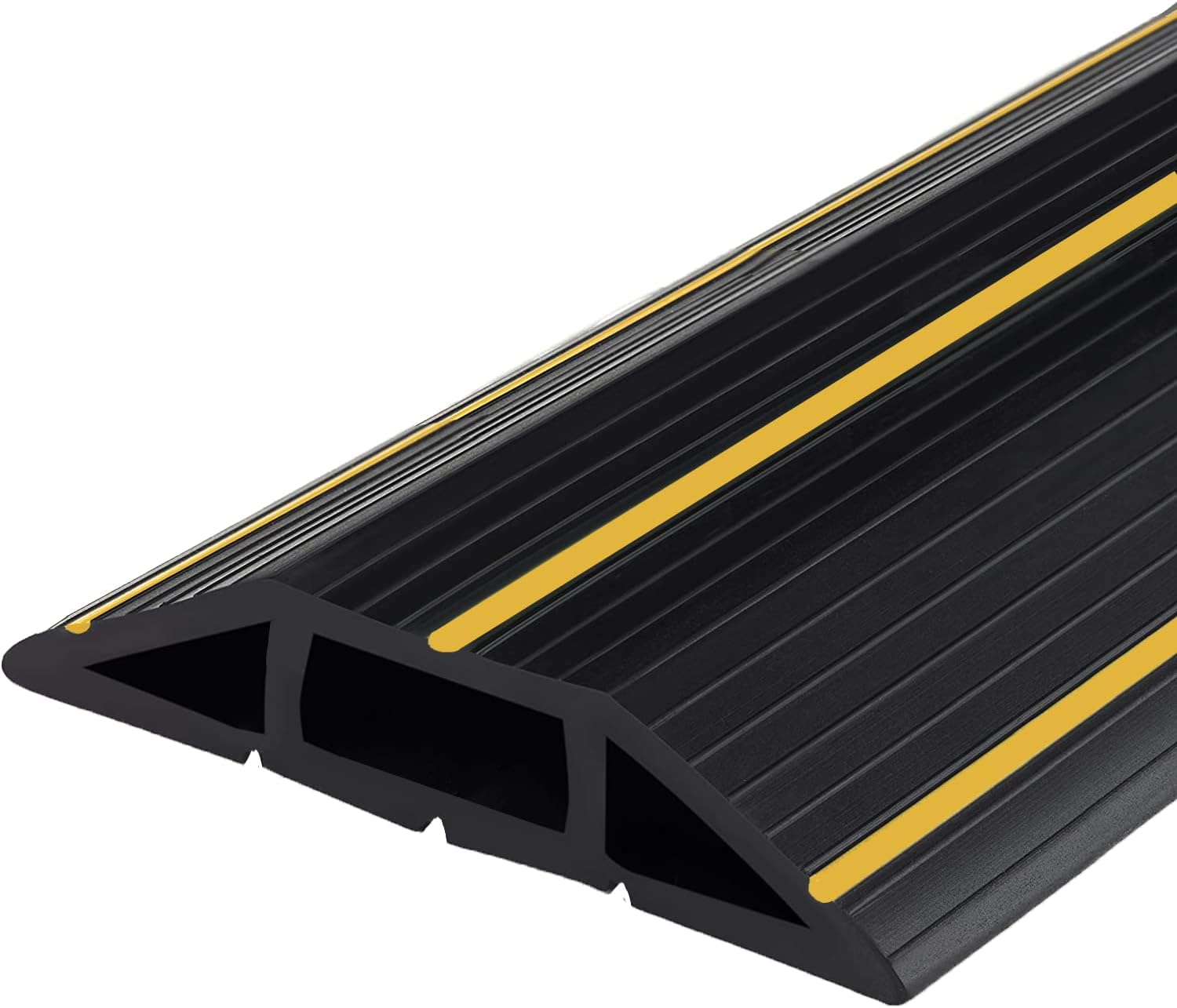 Adyawen 6.5FT Cable Protector Cord Cover for Floor, Heavy Duty PVC Duct Easy to Unroll, Prevent Trip Hazard for Home Office or Outdoor Settings, Black