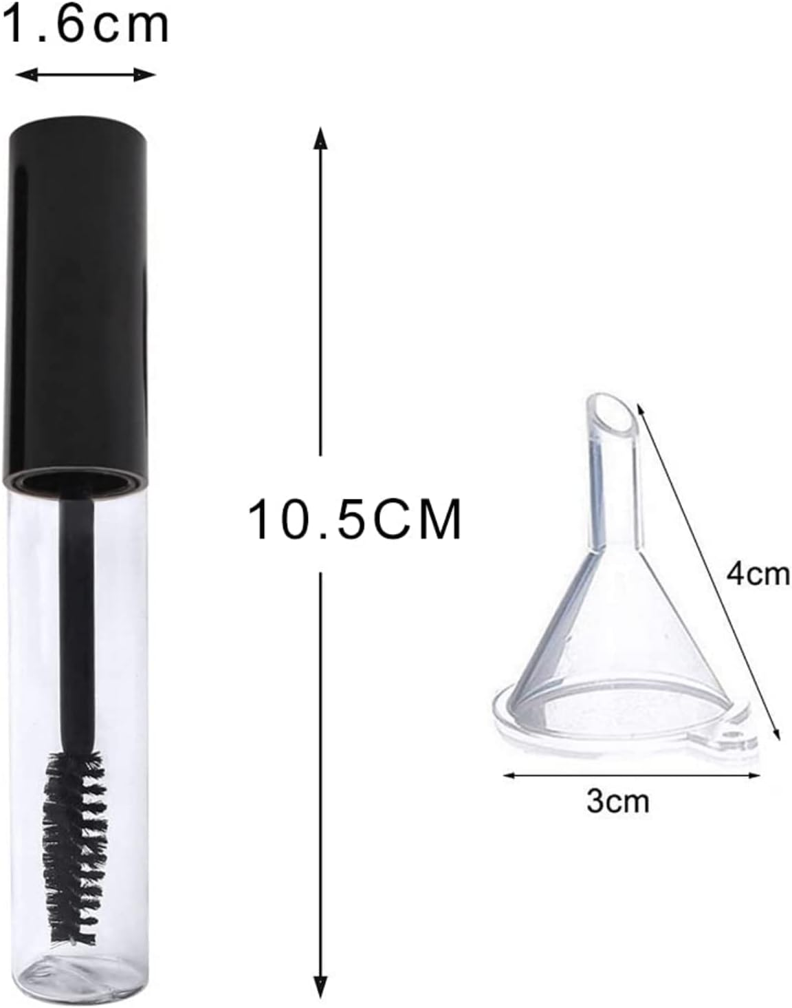 TAVVKE 4-Pack 8Ml Empty Mascara Tubes with Wand and 7Ml Eyeliner Containers, Transparent with Rubber Inserts and Funnels for DIY Castor Oil Mascara and Eyeliner image number 1