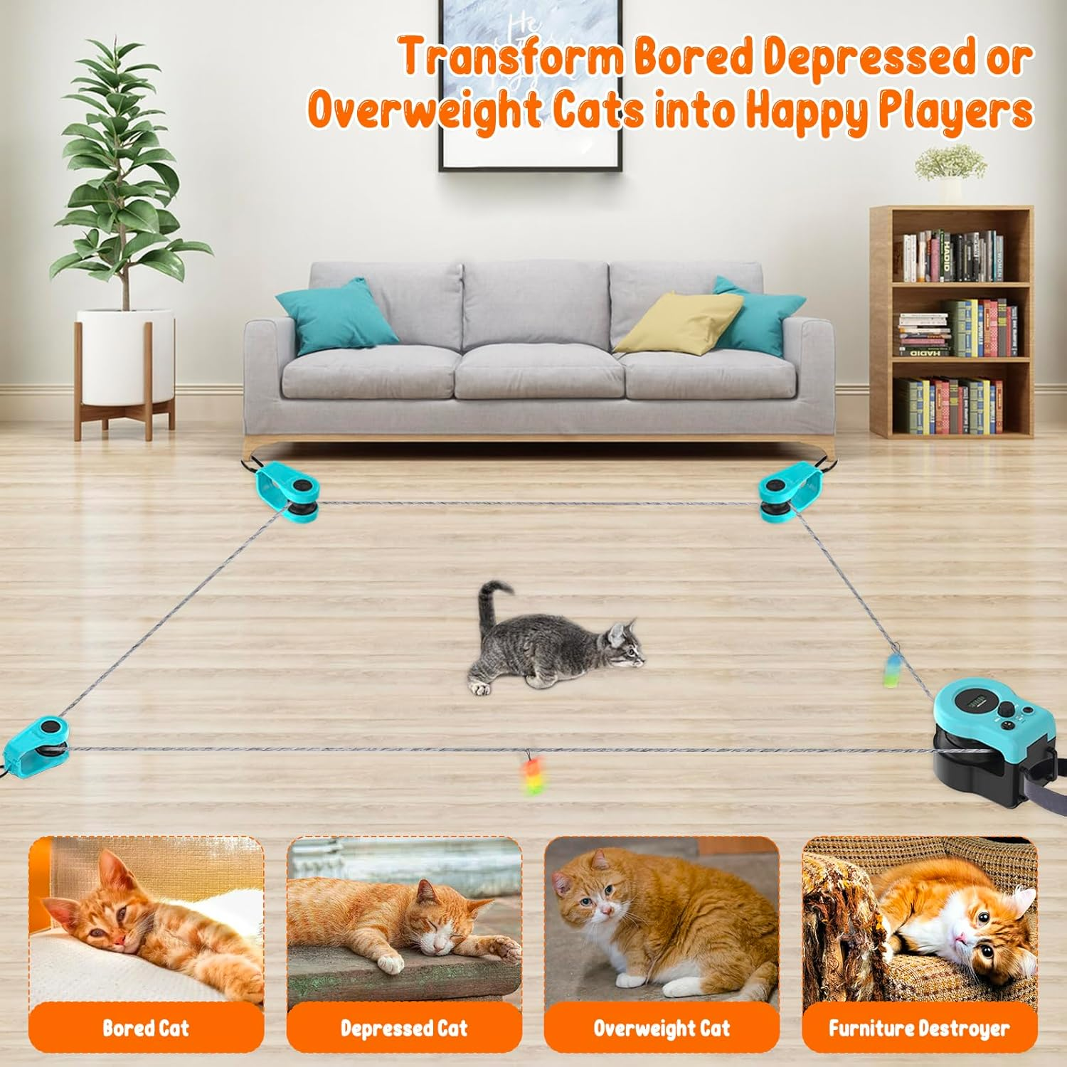 Homegroove Interactive Cat Toys for Indoor Cats, Auto/Remote Control DIY Cat Mouse Hunting Treadmill, Adjustable Speed Cat Chase Toy for Fitness, Playtime & Energy Release (Blue) image number 2
