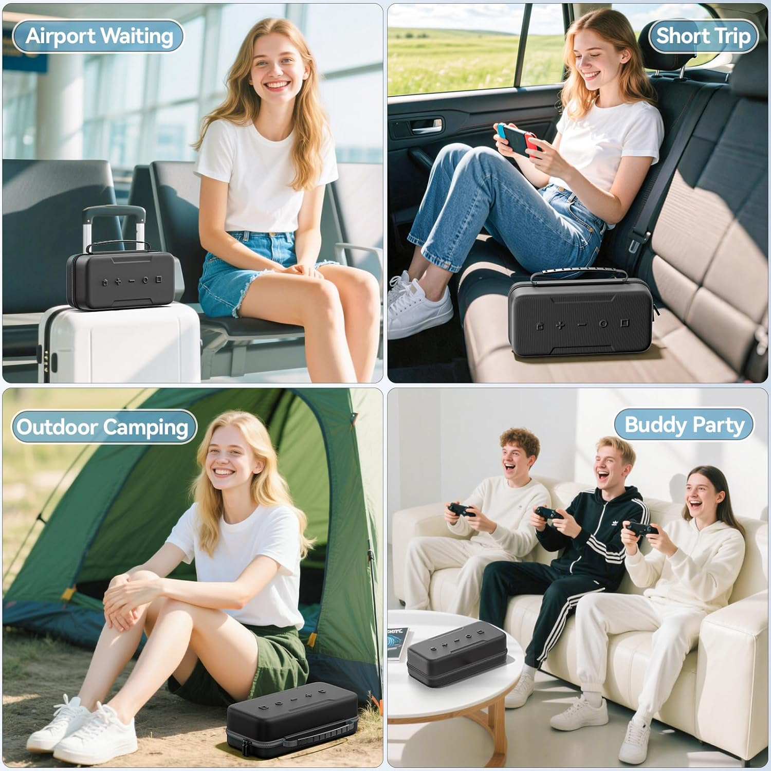 OIVO Switch 2 Case Compatible with Nintendo Switch 2, Large Switch 2 Carrying Case Fit for Joycon & Adapter, Protective Switch 2 Travel Hard Bag Holds 28 Game Cards, Switch Accessories Kit image number 3