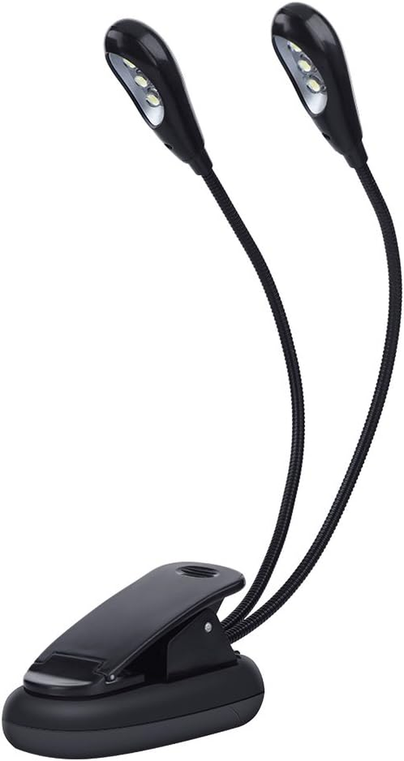 Music Stand Light Clip On, LED Musician Lamp, Rechargeable Super Bright Clip on Piano Lamp with Adjustable Neck, Dual Heads Book Light for Piano, Reading, Sewing (6 Lights) image number 3