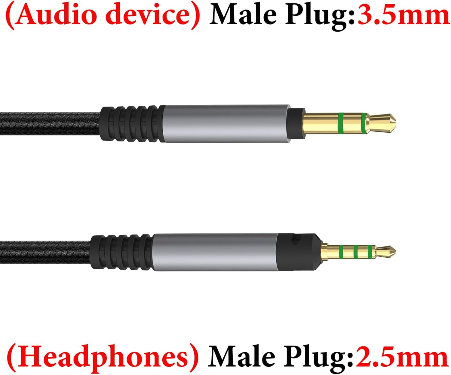 Geekria Audio Cable Compatible with Sennheiser HD 620S/599SE/599/598/598SE/560S/550/505/400PRO Headphones, 3.5Mm to 2.5Mm Braided Nylon Replacement Cord (Black 4Ft / 1.2 M)