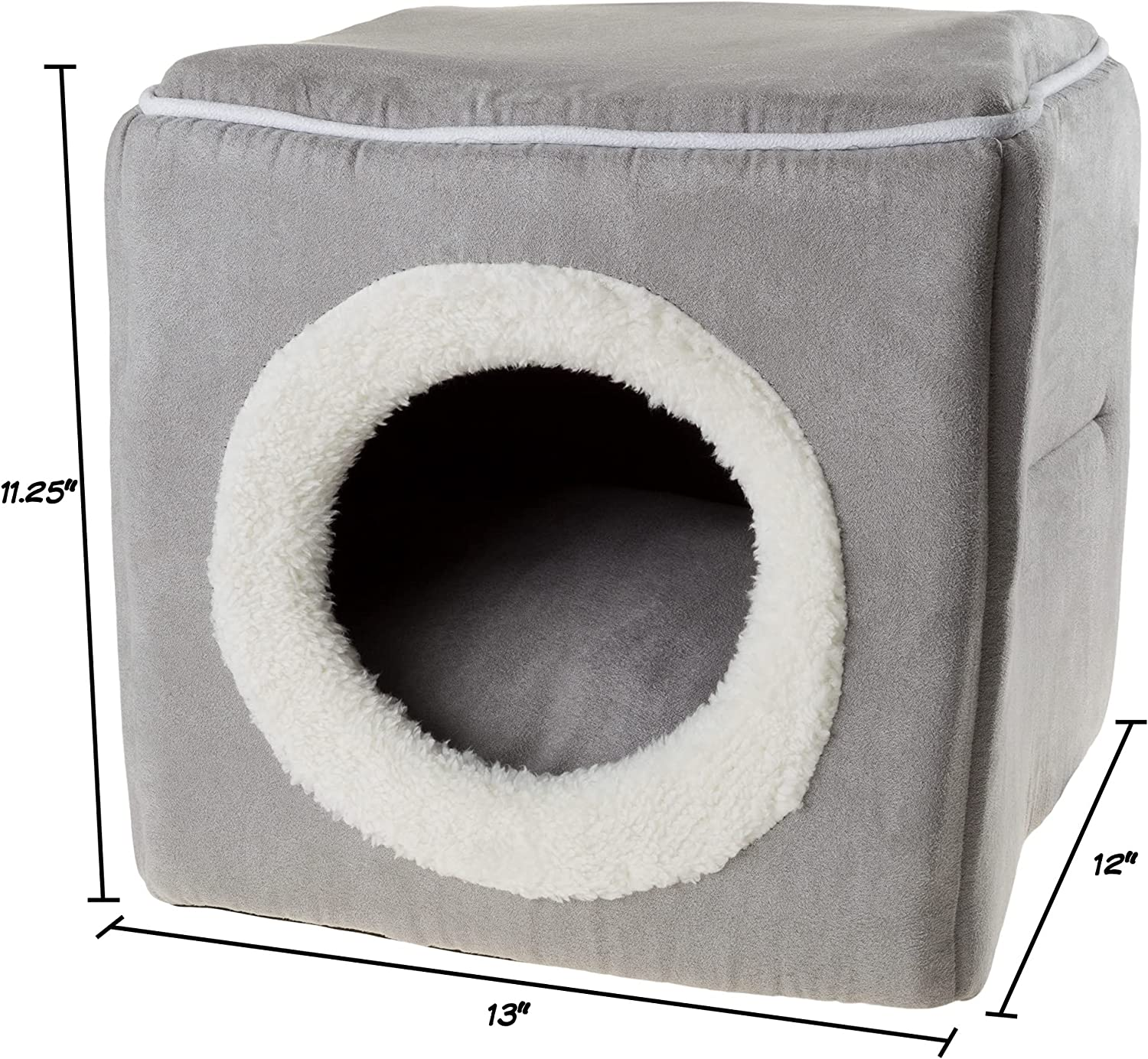 PETMAKER 80-PET6018 Cat Pet Bed, Cave- Soft Indoor Enclosed Covered Cavern/House for Cats, Kittens, and Small Pets with Removable Cushion Pad (Grey), 13X12X12 - Dark Brown image number 7