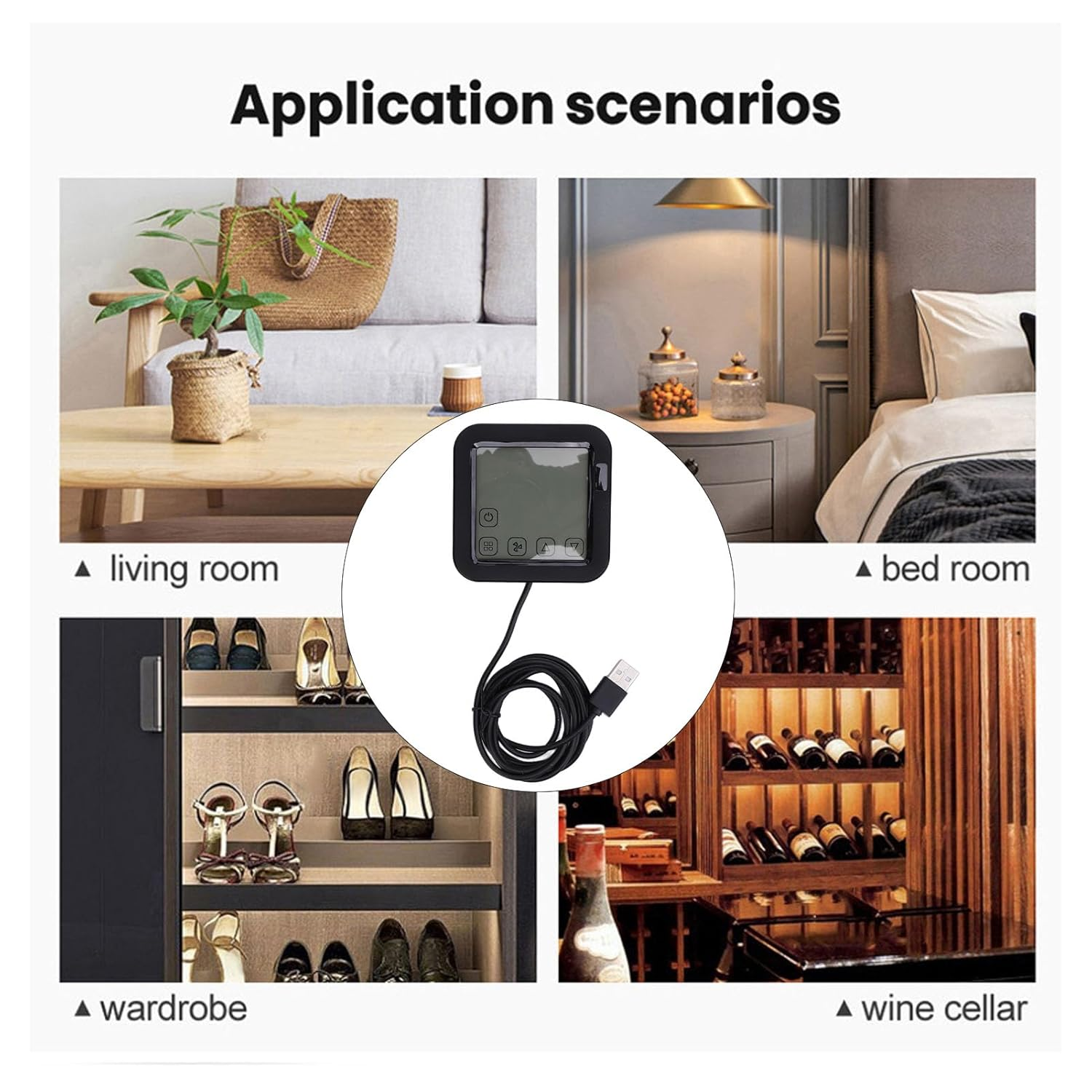 Haofy Smart Temperature Humidity Sensor, USB Powered Black Thermometer Hygrometer with Accurate Readings for Home Environment image number 2