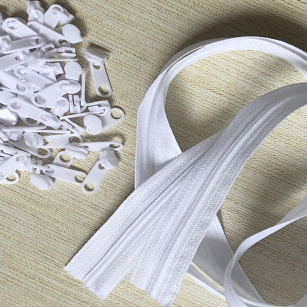 Naisfei 10 Meters #5 Invisible Zippers for Sewing, Nylon Coil Conceal Zippers for Tailor Sewing Crafts, with Match 20 Pcs Zipper Pull Heads, Zipper Repair Kit for DIY Tailor Sewing Craft Supplies image number 2
