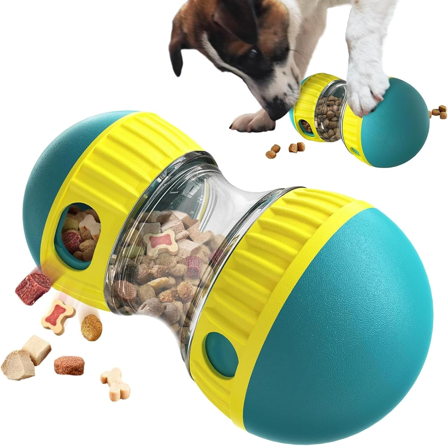 Weidllys Dog Puzzle Toy Adjustable Treat Dispensing Ball Food Dispenser Tough Slow Feeder Puppy Enrichment Training Toy Pet Interactive Chase Toys for Small Medium Large Dogs to Keep Them Busy, Green image number 3