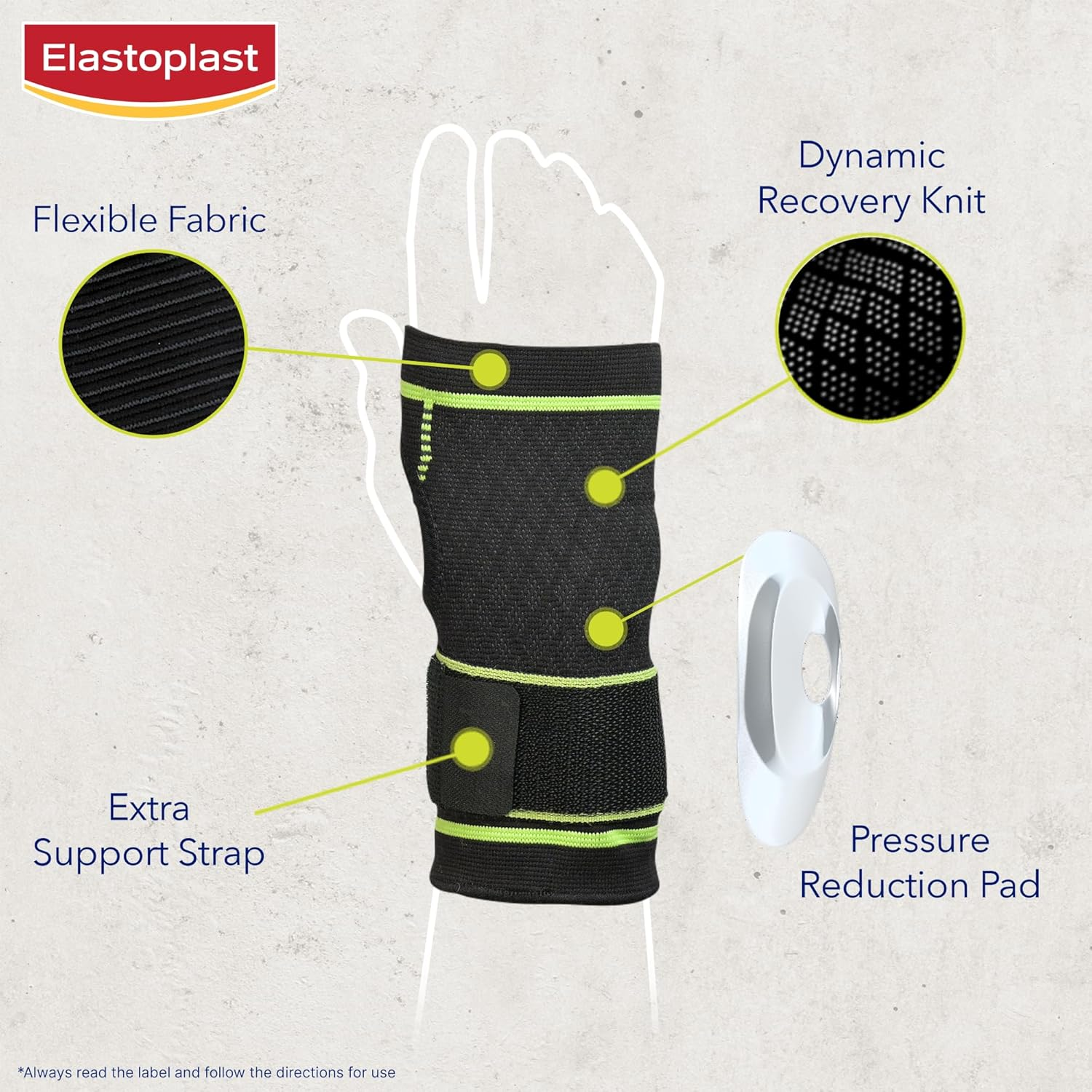 Elastoplast Performance Wrist Support Brace - Size Medium (1 Pack) | Adjustable Wrist Guard | Supports Active Recovery | Compression Sleeve for Sport, Fitness, Exercise, Pain Relief image number 6