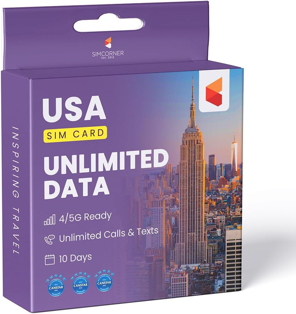 Simcorner USA Travel SIM Card (Unlimited 4G Data,10 Days) - 3-In-1 Data SIM Card - Standard, Micro & Nano SIM Card - Unlimited Calls & SMS to US, Hawaiian Mobiles & Landlines image number 5