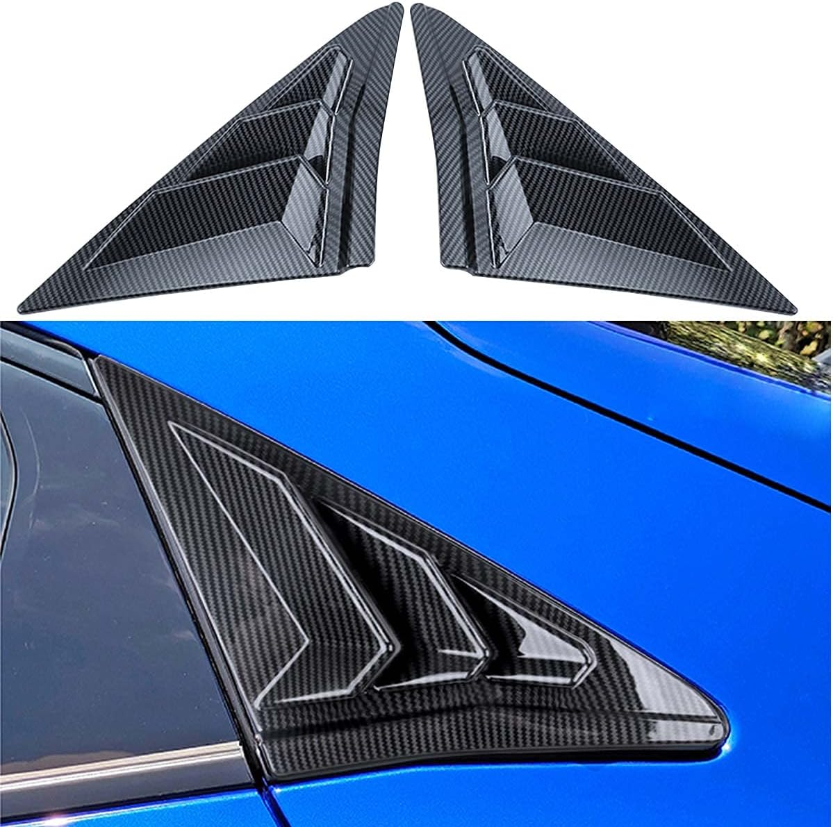 Carbon Fiber Racing Rear Side Window Louvers Air Vent Scoop Shades Cover Blinds Exterior Decals Compatible for Honda 10Th Gen Civic Hatchback Type R 2016 2017 2018 2019 2020 2021(Not for Sedan)