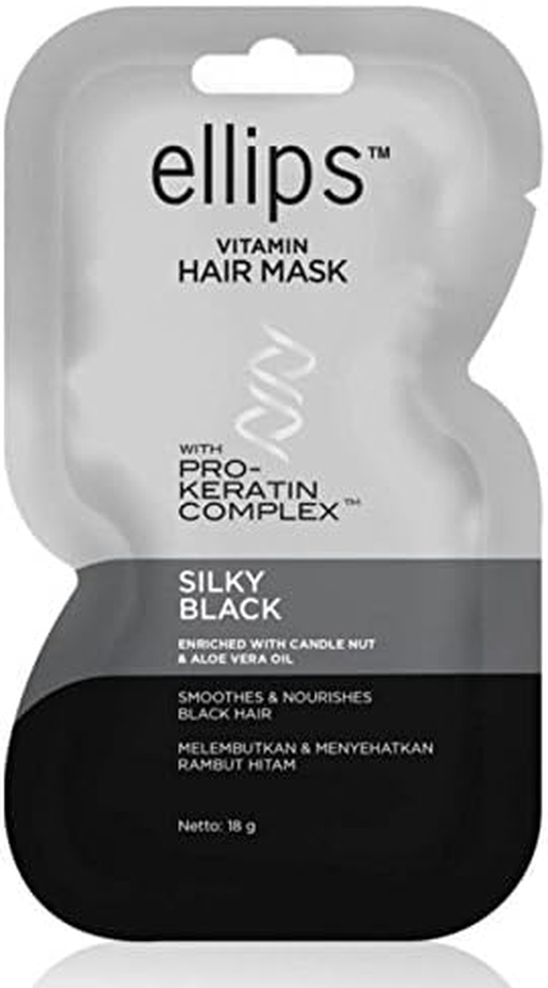 Ellips Hair Mask (Pro Keratin) - Silky Black, 18 Gramme (Pack of 10) image number 1