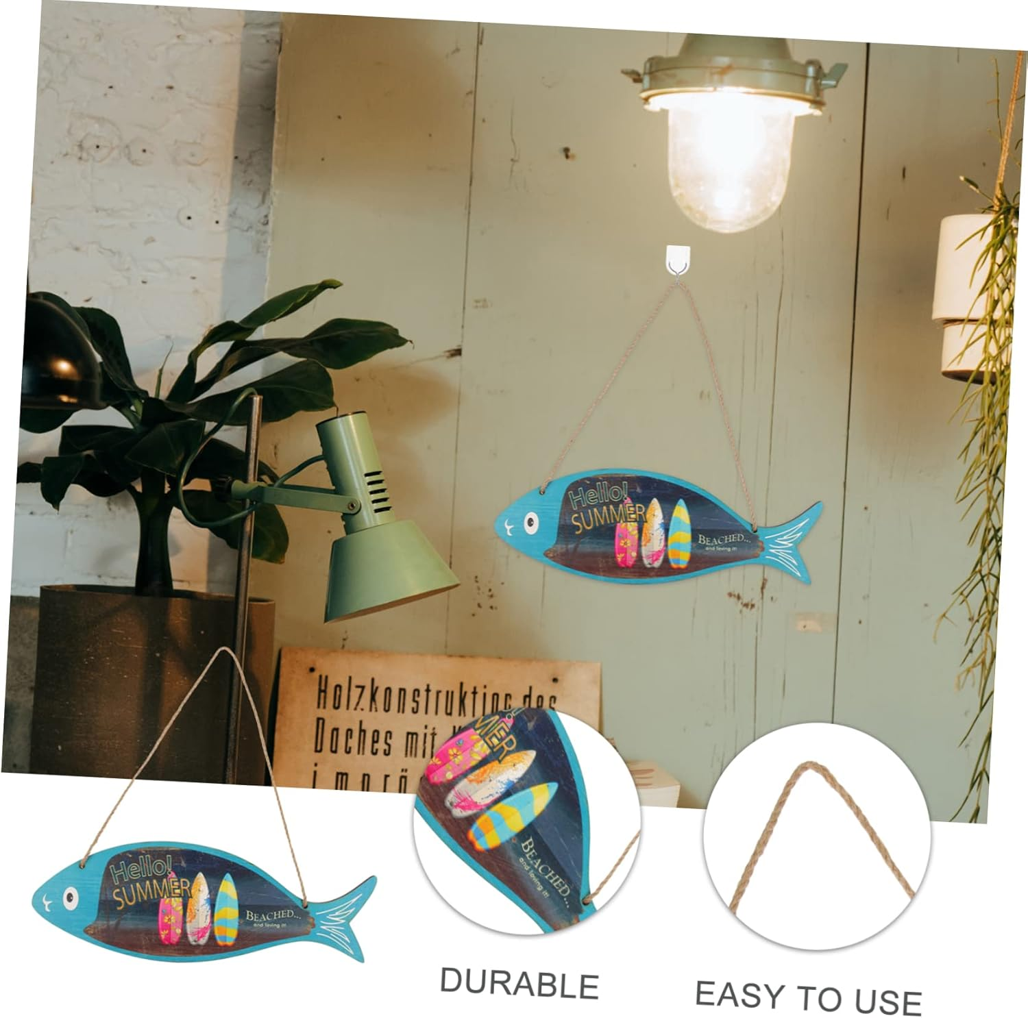 Wooden Fish Pendant Decorative Wall Ornament Nordic Fish Ornament for Household Wall Decor for Living Bedroom image number 5