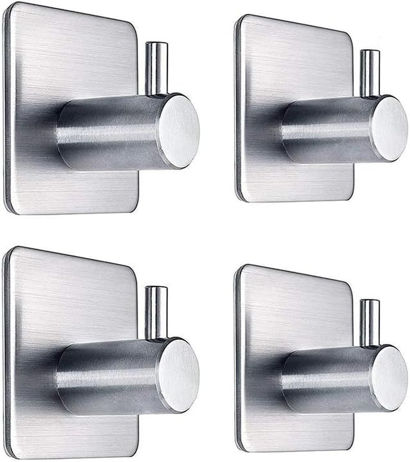 4 Pcs Adhesive Hooks Heavy Duty Wall Hooks,Stainless Steel Wall Hooks,Endurance Hook,Suitable for Bathroom, Kitchen, Home, Office