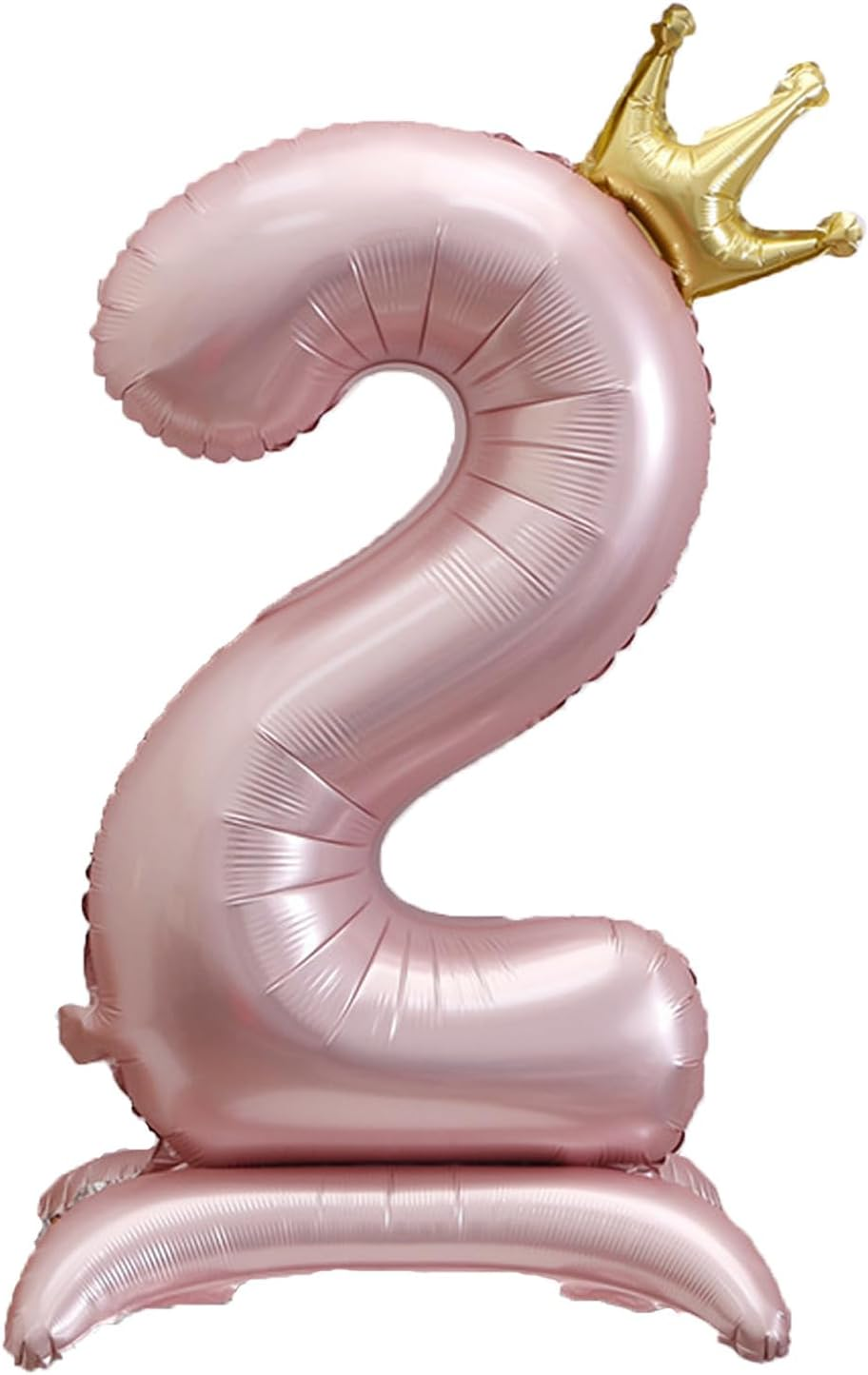 Standing Number 2 Balloon with Crown, 42 Inch Jumbo Mylar Foil Balloons Helium or Air Balloons for 2Nd 12 22 Birthday Party Celebration Decoration Pink Number 2 image number 5