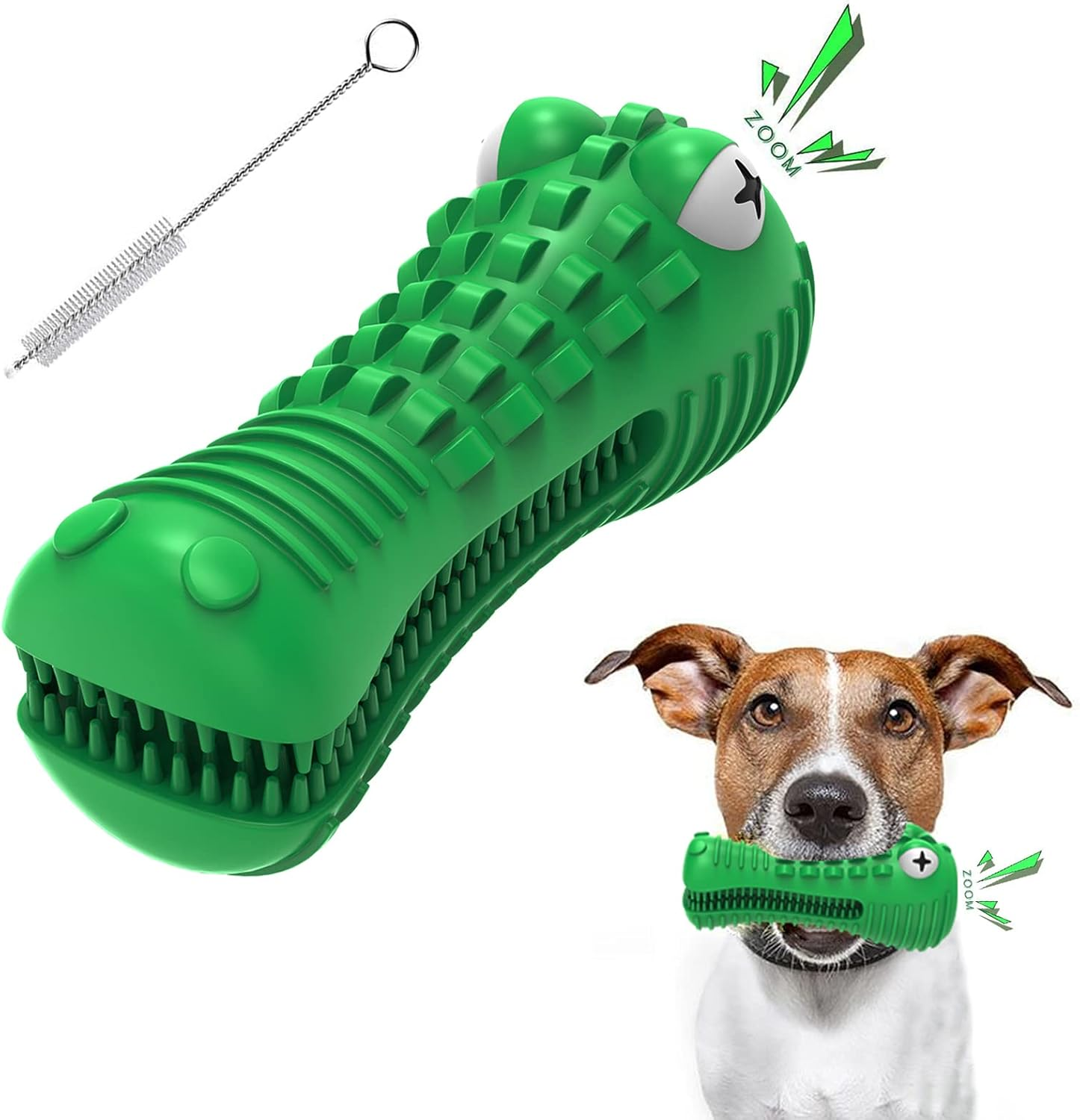 Dog Toys for Aggressive Chewers, Toothbrush for Old or Young Pet, Dog Chew Toys Made with Toughest Natural Rubber ,Durable Squeaky Dog Toys