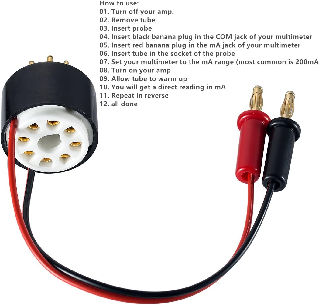 Nobsound Vacuum Tube Amp Amplifier Plate Bias Current Probe Tester 8 Pin Socket for EL34, KT88, 6L6, 6V6, 5881, 6550, KT66, KT100, KT120, 7027 (CT1-C, Cathode Current)