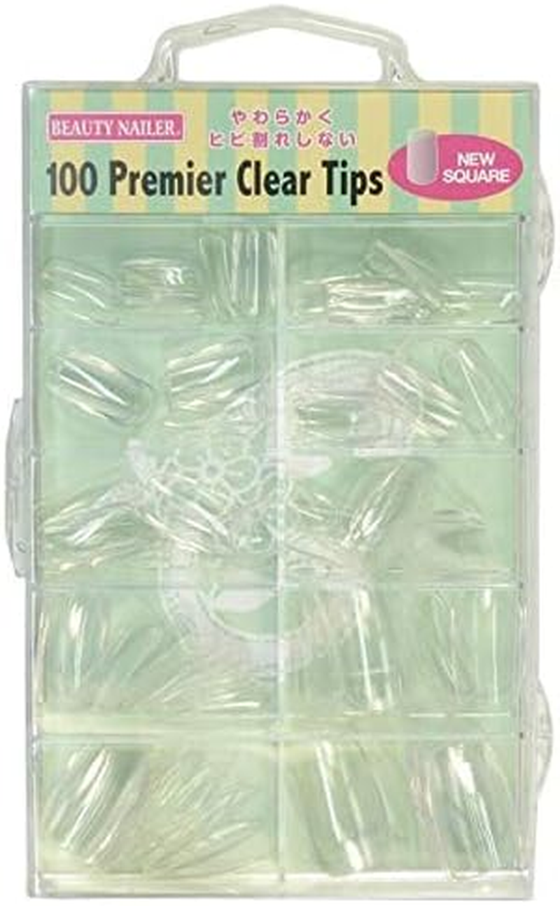 Beauty Nailer Nail Tip Premier Chips New Square Assortment Clear PT-9N 100P Tip image number 2