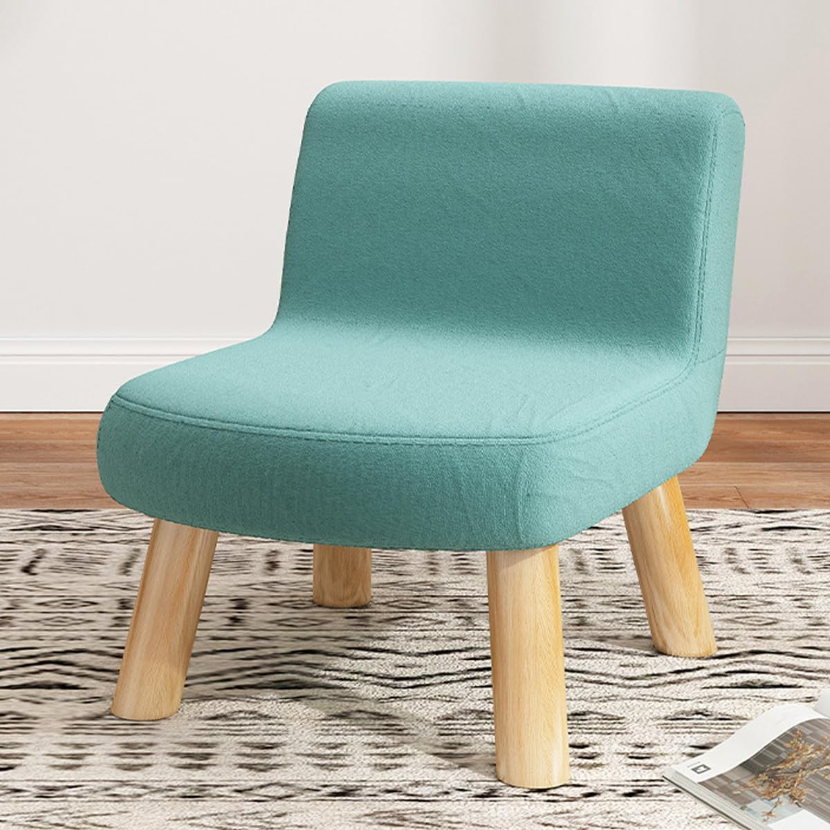 AIMALL Small round Stool, Solid Wood Fabric Shoe Changing Stool for Living Room, Creative Low Bench, Cyber Popular Coffee Table, Lazy Sofa Stool, Available in 6 Colours - Dark-Grey image number 4