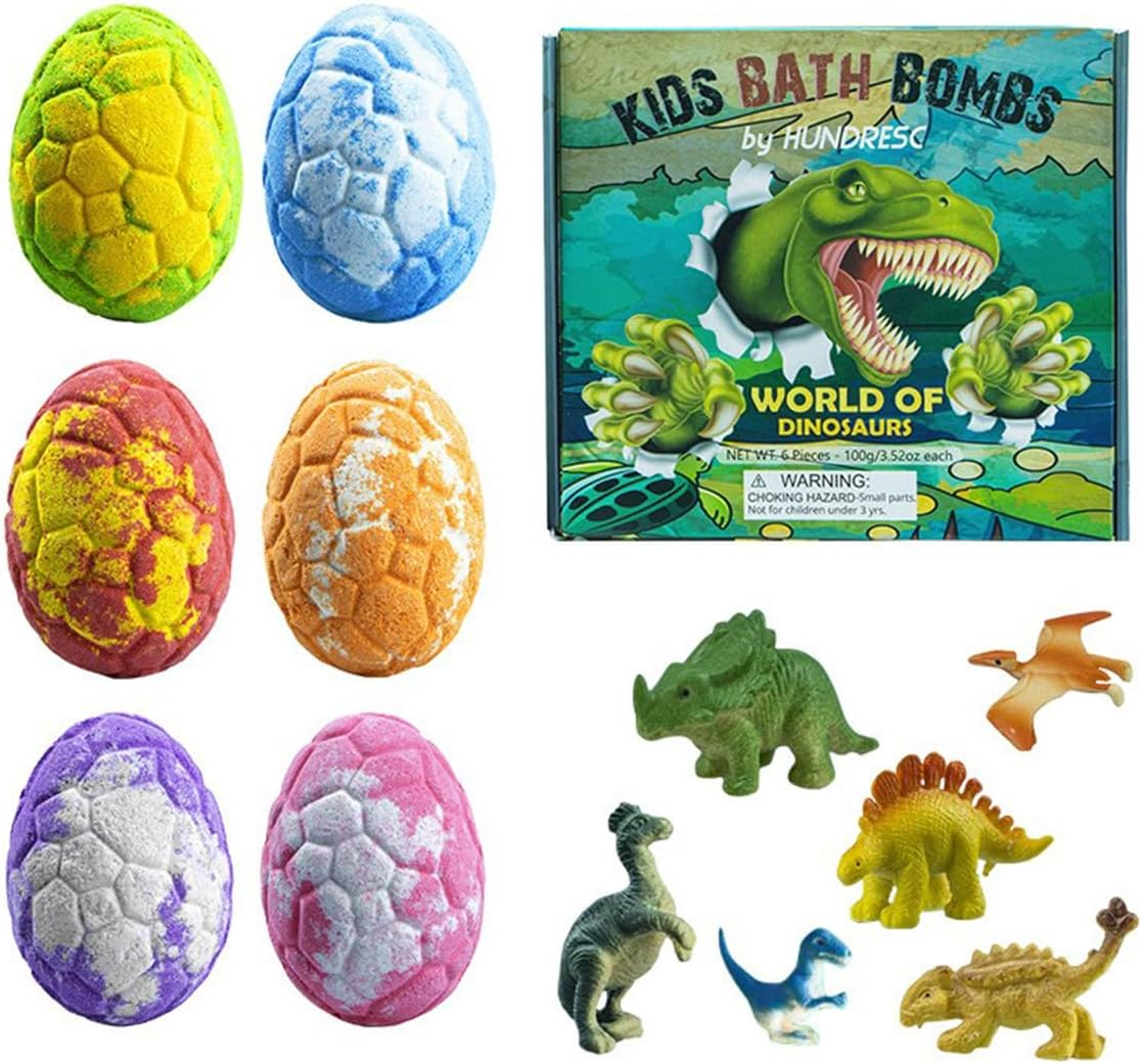 6Pcs Bath Bombs for Kids with Surprise Toys Inside, Dinosaur Bath Bomb Rich in Essential Oil, Gentle Safe Bath Bomb Gifts Set (Dinosaur) image number 2