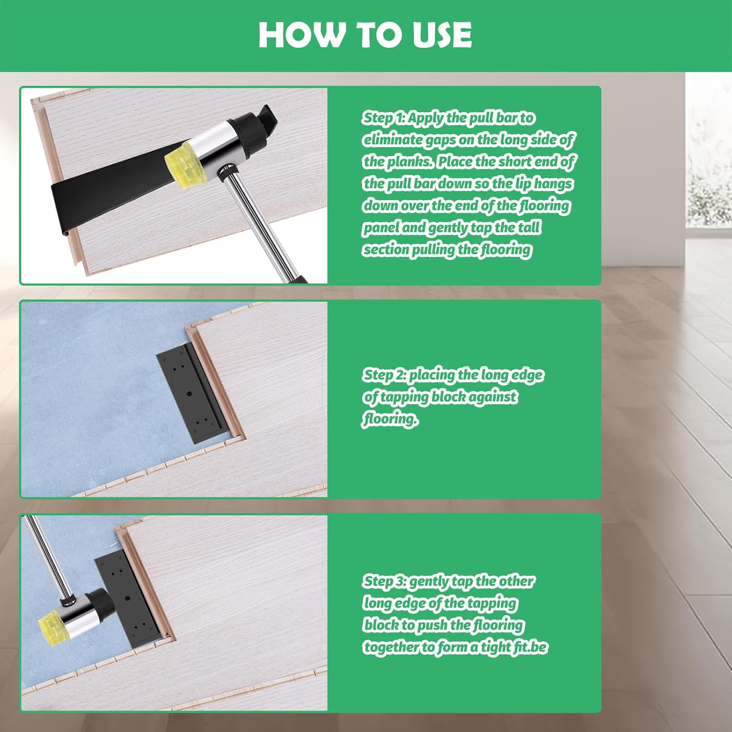 53Pcs Laminate Wood Floor Installation Kit Includes 40 Spacers, Tapping Block, Heavy Duty Mallet, Widen Pull Bar and 2 in 1 Flooring Spacers with 1/4&rdquo;& 1/2 Gaps for Home Improvement image number 1